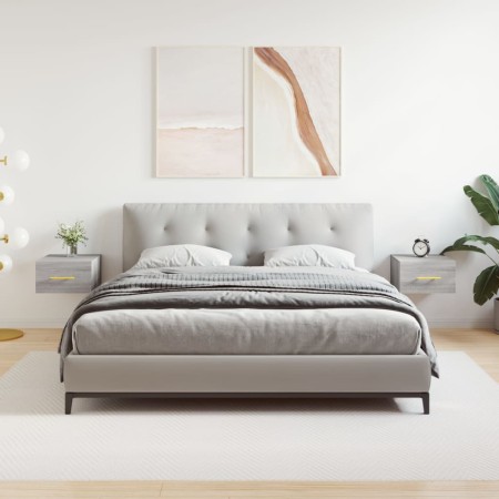 Mesitas de noche de pared 2 uds color gris Sonoma 35x35x20 cm de vidaXL, Taquillas y armarios de almacenamiento - Ref: Foro24...