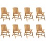 Sillas de jardín reclinables y cojines 8 uds madera maciza teca de vidaXL, Sillas de jardín - Ref: Foro24-3196530, Precio: 1,...