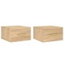 Mesitas de noche de pared 2 uds color roble Sonoma 35x35x20 cm de vidaXL, Taquillas y armarios de almacenamiento - Ref: Foro2...