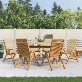 Liegende Gartenstühle und Kissen, 6 Stück, massives Teakholz von vidaXL, Gartenstühle - Ref: Foro24-3196496, Preis: 1,00 €, R...