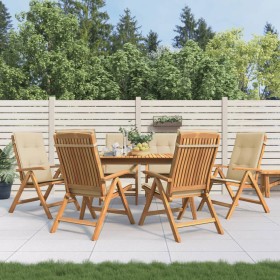Sillas de jardín reclinables y cojines 6 uds madera maciza teca de vidaXL, Sillas de jardín - Ref: Foro24-3196496, Precio: 1,...