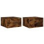 Mesitas de noche de pared 2 uds color roble ahumado 35x35x20 cm de vidaXL, Taquillas y armarios de almacenamiento - Ref: Foro...