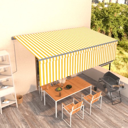 Toldo automático retráctil con persiana 5x3 m amarillo y blanco en Toldos | Comprar online en Foru.es