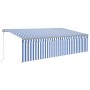 Toldo automático persiana LED sensor viento azul blanco 5x3 m en Toldos | Comprar online en Foru.es