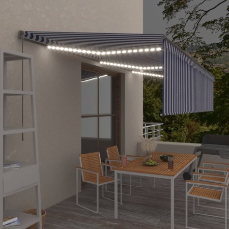 Toldo retráctil manual con persiana y LED azul y blanco 6x3 m en Toldos | Comprar online en Foru.es