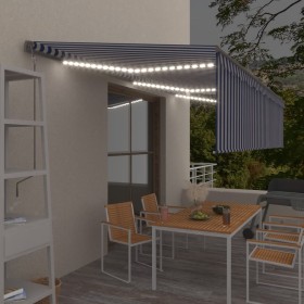 Toldo automático persiana LED sensor de viento azul blanco 6x3m en Toldos | Comprar online en Foru.es