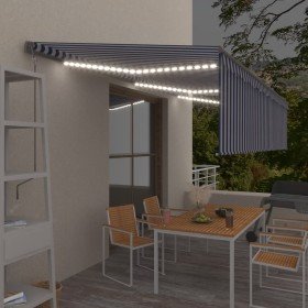 Toldo automático persiana LED sensor de viento azul blanco 6x3m en Toldos | Comprar online en Foru.es