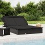 Tumbona 2 personas toldo plegable ratán PE negro 213x118x97 cm de vidaXL, Tumbonas - Ref: Foro24-319652, Precio: 259,98 €, De...