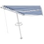 Toldo de pie retráctil manual azul y blanco 300x250 cm en Toldos | Comprar online en Foru.es