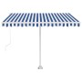 Toldo de pie retráctil manual azul y blanco 300x250 cm en Toldos | Comprar online en Foru.es