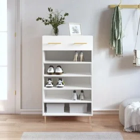 Zapatero madera de ingeniería blanco 60x35x105 cm de vidaXL, Armarios y almacenamiento - Ref: Foro24-829596, Precio: 73,80 €,...