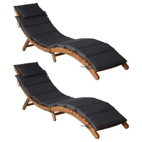 Tumbonas con cojines 2 uds madera maciza acacia gris oscuro de vidaXL, Tumbonas - Ref: Foro24-3155472, Precio: 316,02 €, Desc...