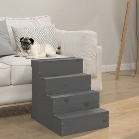 Pet staircase solid gray pine wood 40x49x47 cm by vidaXL, Pet Steps and Ramps - Ref: Foro24-822468, Price: 59,02 €, Discount: %