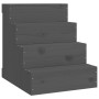 Escalera para mascotas madera maciza de pino gris 40x49x47 cm de vidaXL, Escalones y rampas para mascotas - Ref: Foro24-82246...