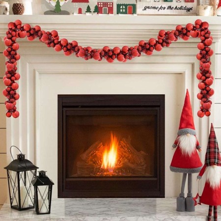 Guirnalda de Bolas de Navidad Rojo 186 cm Poliestireno en Decoración Festiva y Estacional | Comprar online en Foru.es