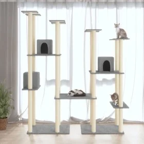 Rascador para gatos con postes de sisal gris claro 174 cm de vidaXL, Mobiliario para gatos - Ref: Foro24-171534, Precio: 142,...