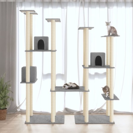 Rascador para gatos con postes de sisal gris claro 174 cm de vidaXL, Mobiliario para gatos - Ref: Foro24-171534, Precio: 144,...