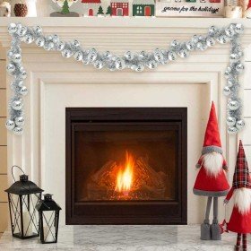 Guirnalda de Bolas de Navidad Plateado 186 cm Poliestireno en Decoración Festiva y Estacional | Comprar online en Foru.es