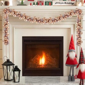 Guirnalda de Bolas de Navidad Rosa dorado 186 cm Poliestireno en Decoración Festiva y Estacional | Comprar online en Foru.es