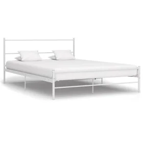 White metal bed frame 140x200 cm by vidaXL, Beds and slatted bases - Ref: Foro24-284695, Price: 112,69 €, Discount: %