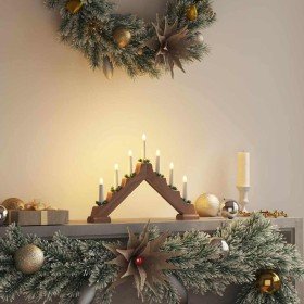 Puente de velas navideñas con 7 LED Marrón 39.5 x 5 x 29 cm en Decoración Festiva y Estacional | Comprar online en Foru.es