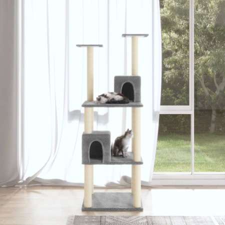 Rascador para gatos con postes de sisal gris claro 141 cm de vidaXL, Mobiliario para gatos - Ref: Foro24-171525, Precio: 62,4...