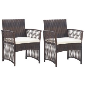 Sillones de jardín con cojines 2 unidades ratán sintético marrón de vidaXL, Sillas de jardín - Ref: Foro24-46439, Precio: 115...
