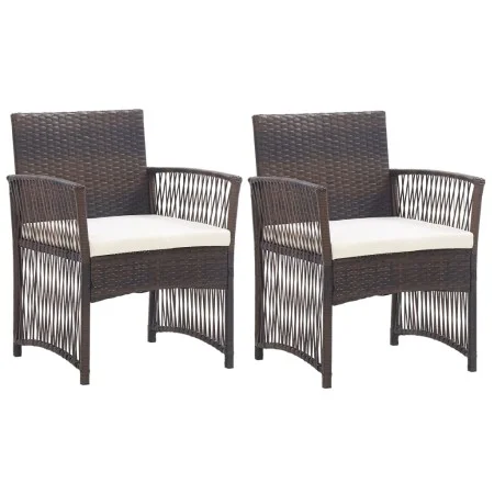 Sillones de jardín con cojines 2 unidades ratán sintético marrón de vidaXL, Sillas de jardín - Ref: Foro24-46439, Precio: 110...