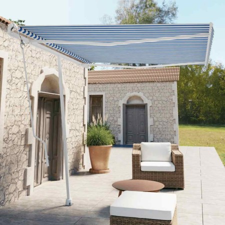 Toldo de pie automático azul y blanco 300x250 cm en Toldos | Comprar online en Foru.es
