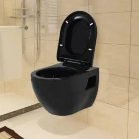 Inodoro de pared de cerámica negro de vidaXL, Baños - Ref: Foro24-143023, Precio: 173,54 €, Descuento: %