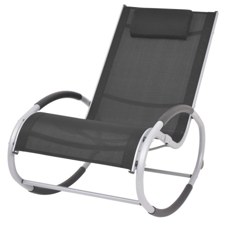 Silla mecedora de jardín de textilene negro de vidaXL, Sillas de jardín - Ref: Foro24-47781, Precio: 128,25 €, Descuento: %