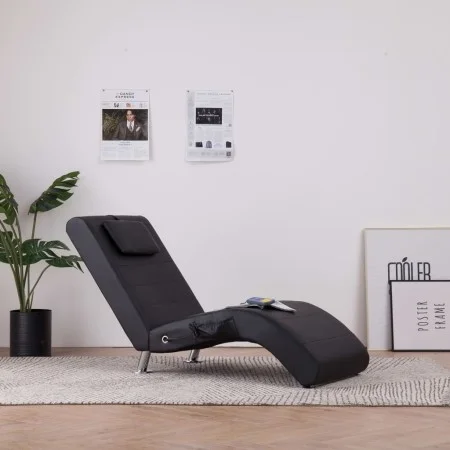 Diván de masaje con almohada de cuero sintético negro de vidaXL, Divanes - Ref: Foro24-281284, Precio: 240,39 €, Descuento: %