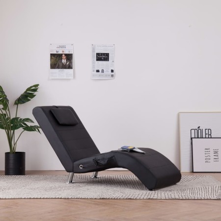 Diván de masaje con almohada de cuero sintético negro de vidaXL, Divanes - Ref: Foro24-281284, Precio: 243,80 €, Descuento: %