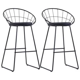 Taburete de barra de cocina 2 unidades cuero sintético negro de vidaXL, Taburetes de cocina - Ref: Foro24-247276, Precio: 134...