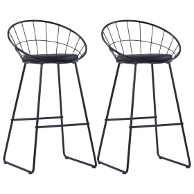 Taburete de barra de cocina 2 unidades cuero sintético negro de vidaXL, Taburetes de cocina - Ref: Foro24-247276, Precio: 137...