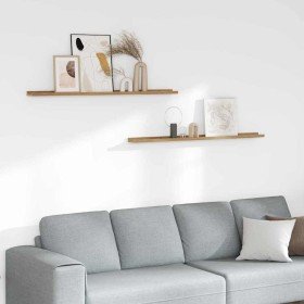 Estante de pared con estante 2 pcs Marrón 115 x 9 x 3 cm en Estanterías | Comprar online en Foru.es