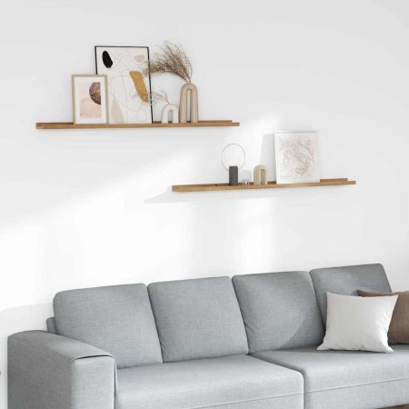Estante de pared con estante 2 pcs Marrón 115 x 9 x 3 cm en Estanterías | Comprar online en Foru.es