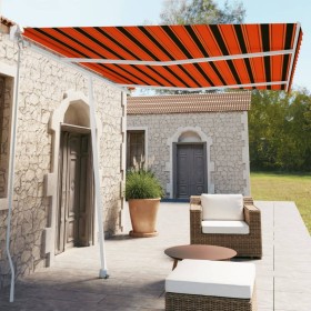 Toldo de pie manual retráctil naranja y marrón 350x250 cm en Toldos | Comprar online en Foru.es