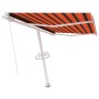 Toldo de pie manual retráctil naranja y marrón 350x250 cm en Toldos | Comprar online en Foru.es