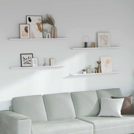 Estante de pared con estante 4 pcs Mármol 115 x 9 x 3 cm en Estanterías | Comprar online en Foru.es