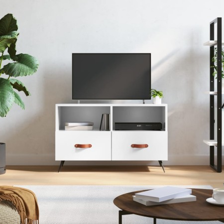 Mueble de TV madera contrachapada blanco brillo 80x36x50 cm de vidaXL, Muebles TV - Ref: Foro24-828942, Precio: 55,30 €, Desc...