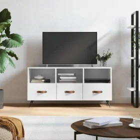 Mueble de TV madera contrachapada blanco brillo 102x36x50 cm de vidaXL, Muebles TV - Ref: Foro24-829006, Precio: 58,78 €, Des...
