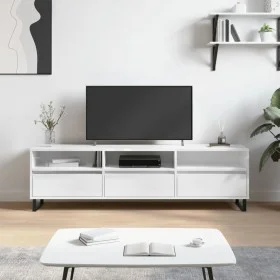 Mueble de TV madera contrachapada blanco brillo 150x30x44,5 cm de vidaXL, Muebles TV - Ref: Foro24-831302, Precio: 125,36 €, ...