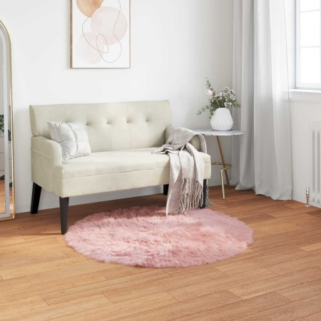 Alfombra de Imitación de Piel de Oveja Tafalla Rosa Ø 100 cm en Alfombras | Comprar online en Foru.es