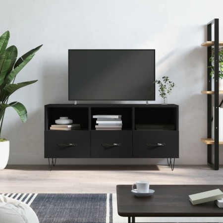 Mueble de TV madera de ingeniería negro 102x36x50 cm de vidaXL, Muebles TV - Ref: Foro24-829029, Precio: 79,65 €, Descuento: %