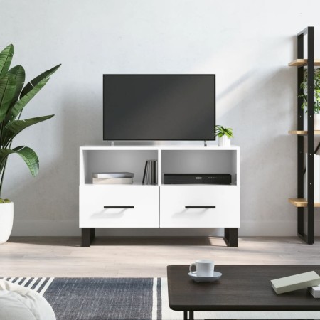 Mueble de TV madera contrachapada blanco brillo 80x36x50 cm de vidaXL, Muebles TV - Ref: Foro24-828998, Precio: 62,18 €, Desc...