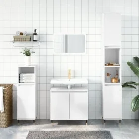 Armario de baño madera de ingeniería blanco brillo 58x33x60 cm de vidaXL, Tocadores de baño - Ref: Foro24-831574, Precio: 48,...
