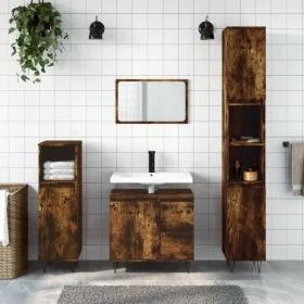 Armario de baño madera contrachapada roble ahumado 65x33x60 cm de vidaXL, Tocadores de baño - Ref: Foro24-831609, Precio: 67,...