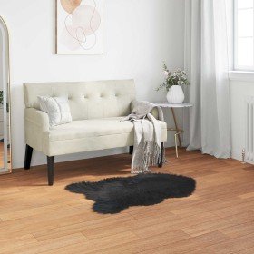 Alfombra de Imitación de Piel de Oveja Tafalla Negro 50 x 80 cm en Alfombras | Comprar online en Foru.es