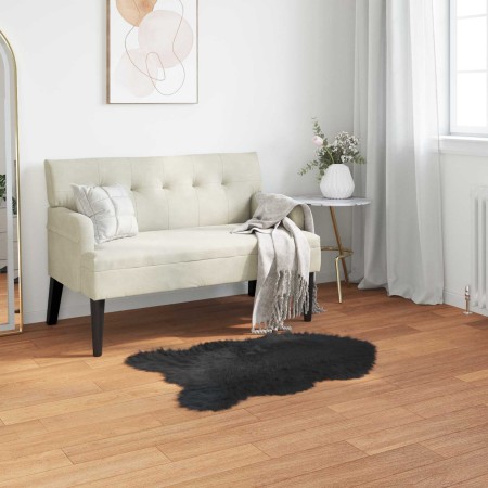 Alfombra de Imitación de Piel de Oveja Tafalla Negro 50 x 80 cm en Alfombras | Comprar online en Foru.es